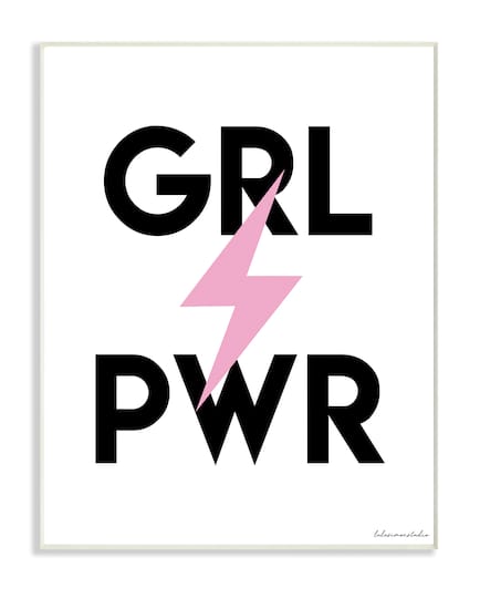 Stupell Industries lulusimonSTUDIO Girl Power Wooden Wall Plaque